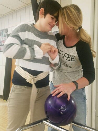 Brenna bowling with Marsha at UCM