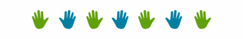 blue and green hands
