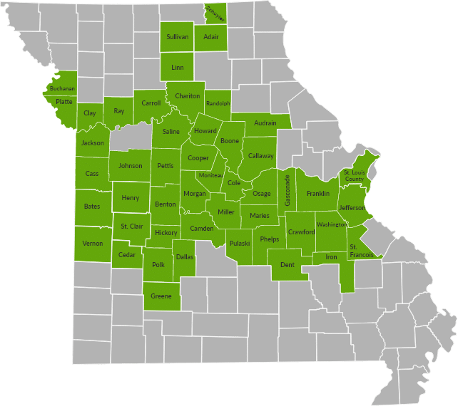 Center for Human Services Map of Counties Served